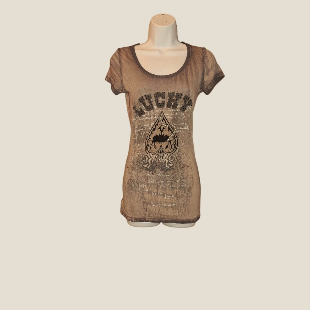 Brown Fitted Graphic Tee